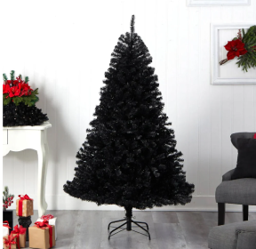 1 Pc 6 Feet-Hinged Artificial Halloween Christmas Tree Simple And Unlit Tree For Indoor And Outdoor Use