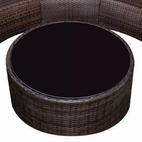 vidaXL 2 Piece Patio Lounge Set with Cushions Poly Rattan Brown