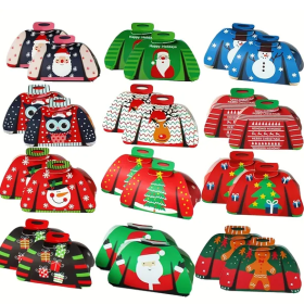 24Pcs Christmas Candy Boxes Assorted 3D Christmas Ugly Sweater Cookie Paper Boxes Cloth Shape Treat Box For Xmas Party Decor Supplies