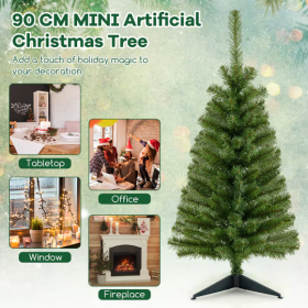 1 Pc Green Space-saving Design 36 Inch Unlit Artificial Christmas Mini Tree With Plastic Stand