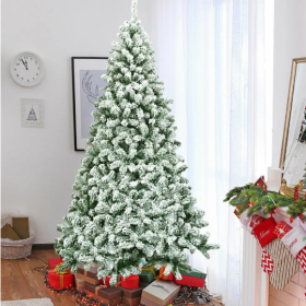 1 Pc 7.5 Feet Snow Flocked Artificial Christmas Tree Hinged With 1346 Tip And Foldable Base