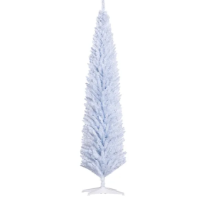 HOMCOM 8' Artificial Pencil Christmas Tree, Slim Xmas Tree With 618 Realistic Branch Tips And Plastic Stand, White