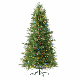 6.5 Feet Artificial Christmas Tree With Metal Brackets, 450 Two-color LED Lights, 1791 Branch Tips Green