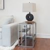 Padena Metal Frame Wood Living Room Chairside Table with Shelf