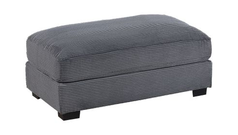 Living Room Furniture 1pc Ottoman Dark Gray Corduroy Soft Cushion Cocktail Ottoman Wood Legs