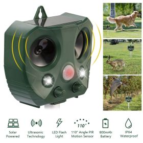 Ultrasonic Animal Repeller Solar Powered Repellent with Motion Sensor LED Flashing Lights