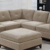 Modular Living Room Furniture Corner Wedge Camel Chenille Fabric 1pc Cushion Wedge Sofa Couch Exposed Wooden base