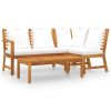 4 Piece Patio Lounge Set with Cushion Cream Solid Acacia Wood