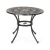 Outdoor Round Cast Aluminum Dining Table, Shiny Copper