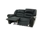 Plush Relax 1pc Manual Motion Loveseat Black Color Bonded Leather 2-Seat Couch Armrest Cushion Seating Living Room Furniture