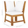 4 Piece Patio Lounge Set with Cushion Cream Solid Acacia Wood