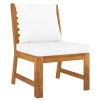 4 Piece Patio Lounge Set with Cushion Cream Solid Acacia Wood