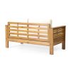 Teak Acacia Wood Loveseat and Coffee Table Set with Cream Cushions