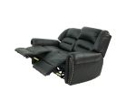 Plush Relax 1pc Manual Motion Loveseat Black Color Bonded Leather 2-Seat Couch Armrest Cushion Seating Living Room Furniture