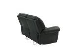 Plush Relax 1pc Manual Motion Loveseat Black Color Bonded Leather 2-Seat Couch Armrest Cushion Seating Living Room Furniture