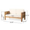 Teak Acacia Wood Loveseat and Coffee Table Set with Cream Cushions