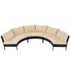 U_STYLE Patio Furniture Set, 3 Piece Curved Outdoor Conversation Set, All Weather Sectional Sofa with Cushions