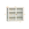 27.56"Glass Doors Modern Two-door Wall Cabinet with Featuring Three-tier Storage for Entryway Living Room Bathroom Dining Room,White