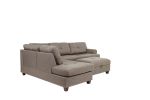 Contemporary 3-pcs Sectional Sofa Mocha Dorris Fabric Cushion Sofa Chaise Ottoman Reversible Couch Pillows