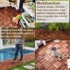 Acacia Wood Interlocking Deck Tiles Checker Pattern, 20 PCS 12" x 12" Square Acacia Hardwood Outdoor Flooring for Patio, Bancony, Pool Side,...