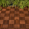 Acacia Wood Interlocking Deck Tiles Checker Pattern, 20 PCS 12" x 12" Square Acacia Hardwood Outdoor Flooring for Patio, Bancony, Pool Side,...