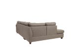 Contemporary 3-pcs Sectional Sofa Mocha Dorris Fabric Cushion Sofa Chaise Ottoman Reversible Couch Pillows