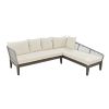 TOPMAX Modern 5-Person Outdoor Seating Group with Cushions Rope Waved Patio Sofa Set for Garden, Lawn, Poolside, L-Shaped, Gray+Beige