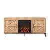 Modern Farmhouse Barn Door Fireplace TV Stand for TVs up to 65 inches – Coastal Oak