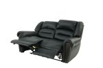 Plush Relax 1pc Manual Motion Loveseat Black Color Bonded Leather 2-Seat Couch Armrest Cushion Seating Living Room Furniture