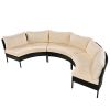 U_STYLE Patio Furniture Set, 3 Piece Curved Outdoor Conversation Set, All Weather Sectional Sofa with Cushions