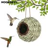 Charming Decorative Hummingbird House Hand-woven Hung Straw Nest Natural Grass Hung Bird for Garden Patio Lawn Office Indoor