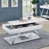 Contemporary Style White 1pc Coffee Table Lift Top Design High Gloss Finish Chrome Frame Living Room Furniture