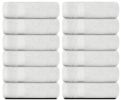 12 Pack Luxury Cotton Washcloths Large Hotel Spa Bathroom Face Towel 13x13 inch Silver White Color