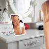 5.98x8.62in Lighted Makeup Mirror Vanity Desk Mirror Small LED Mirror with 3 Light Colors Touch Screen Brightness Adjustable USB Rechargeable