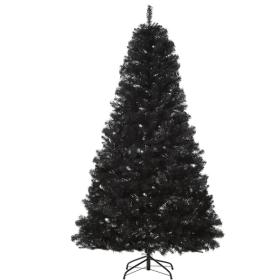 7 Ft Artificial Christmas Tree Unlit Douglas Fir With Realistic Branches And 1346 Tips, Black Halloween Style