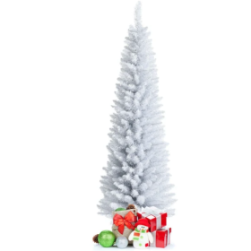 6 Feet Unlit Artificial Slim Pencil Christmas Tree With Metal Stand