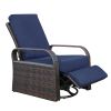 Outdoor Patio Rattan Wicker Swivel Recliner Chair;  Adjustable Reclining Chair 360° Rotating with Water Resistant Cushions