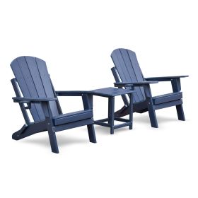 3 PCS Folding Adirondack Sets,2 Resin Adirondack and Side Table (Color: Blue)