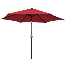 10 Feet Outdoor Patio Umbrella with Tilt Adjustment and Crank (Color: Dark Red)