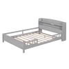 Wood Full Size Platform Bed with Built-in LED Light, Storage Headboard and Guardrail