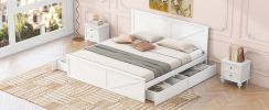 King Size Wooden Platform Bed with Four Storage Drawers and Support Legs