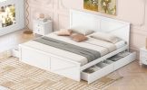 King Size Wooden Platform Bed with Four Storage Drawers and Support Legs