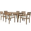 [Not allowed to sell to Wayfair] Acacia Wood Outdoor Dining Table And Chairs Suitable For Patio; Balcony Or Backyard