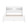 Wood Full Size Platform Bed with Built-in LED Light, Storage Headboard and Guardrail