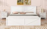 King Size Wooden Platform Bed with Four Storage Drawers and Support Legs