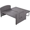 PE Wicker Rattan Double Chaise Lounge; 2-Person Reclining Sunbed with 3-Height Adjustable Back; Free Furniture Protection Cover