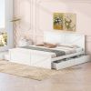 King Size Wooden Platform Bed with Four Storage Drawers and Support Legs